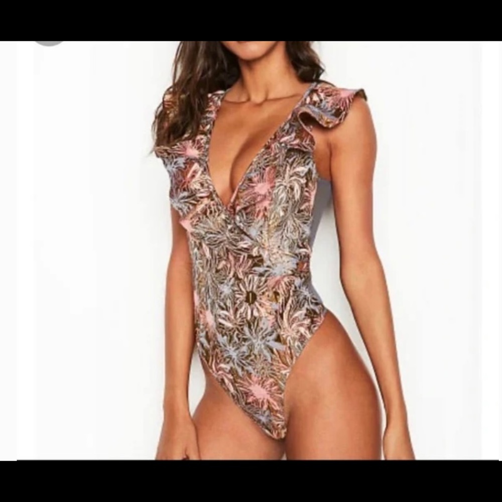 Victoria secret bodysuit pink and gold